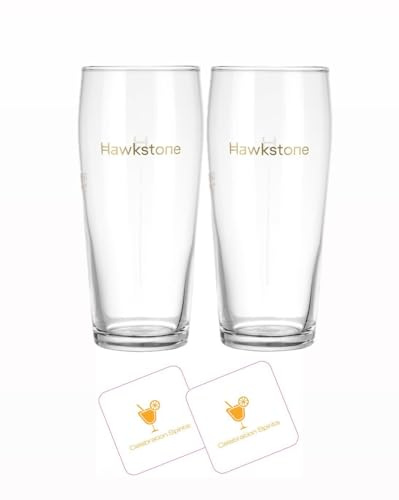 Celebration Spirits Hawkstone Pint Glass 2 Pack Beer Mats x2