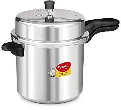 Pigeon Pressure Cooker - 12 Quart - Deluxe Aluminum Outer Lid Stovetop - Cook delicious food in less time: soups, rice, legumes, and more - 12 Liters