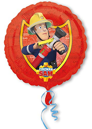 Amscan 3013301 - Standard Folienballon Feuerwehrmann Sam, Durchmesser circa 43 cm, Heliumballon, Geburtstag, Dekoration