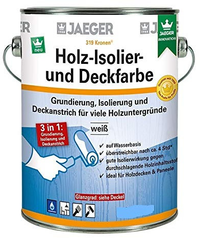 Kronen/ Jaeger Holz-Isolier- und Deckfarbe 319 750 ml ,Weiß Matt