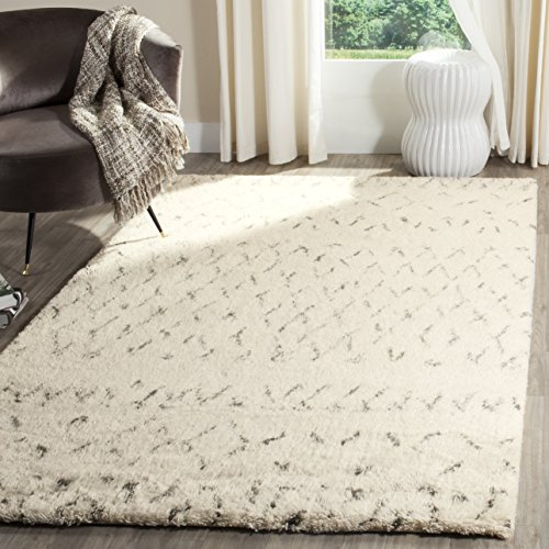 Safavieh Tapis Boho pour Salon, Salle à Manger, Chambre à Coucher - Casablanca Collection, Tapis à Poil Court, Ivoire et Gris, 122 X 183 cm