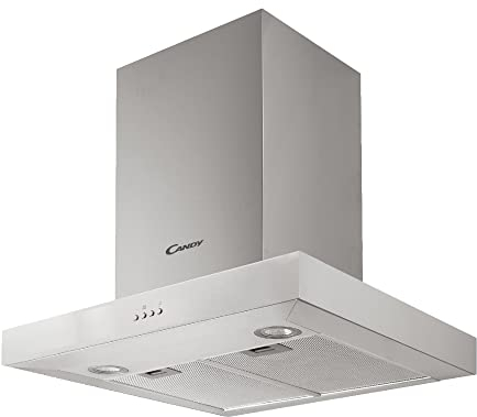 Candy CMB655X, Cooker Hood 60 CM, 3 Power Levels, 160W, 552.5M3/H, Carbon Filters, 2 Panels Aluminium Grease Resistant, LED Lighting, 66DB, Stainless Steel