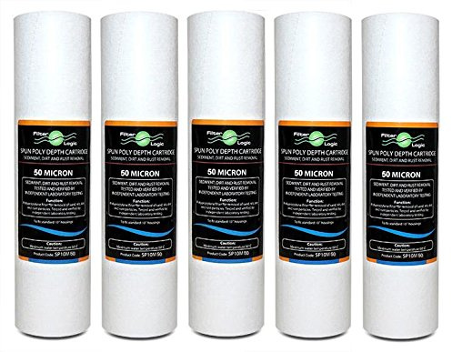 5 x SP10M50–FilterLogic 10” Slimline Spun Poly Sediment Water Filter 50 Micron fits All Standard housings - Whole House Filters, Reverse Osmosis Systems & Aquarium Filters, Removes:Sediment, Rust