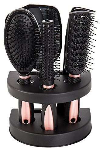 5pcs Hair Care Brush Set Pro Detangle Hair Brush Women Ladies Hair Care Massage Brush with Mirror and Holder Hair Styling Tools Adults & Kids (pink)