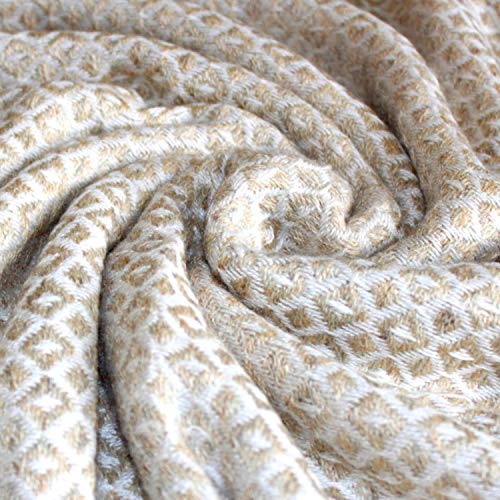 Lorenzo Cana Kaschmirdecke Wohndecke Kuscheldecke Decke 100% Kaschmir handgewebt Sofadecke Kaschmirdecke Wolldecke Grau Weiss 96278