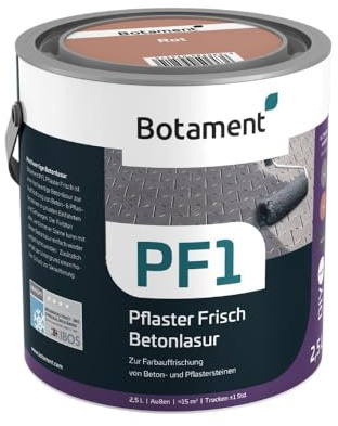 Botament PF1 Pflaster Frisch Betonlasur 2,5 Liter, gebrauchsfertige Pflasterfarbe, Beton- & Mörtelzusätze (Rot)