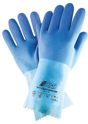 12 Paar Nitras 1611 Blue Power Grip - Chemikalienhandschuhe aus Latex - Gr 09