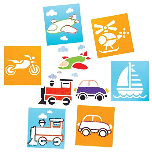 Baker Ross AW715 Schablonen „Verkehrsmittel“ zum Malen (6 Stück) – Schablonenset aus abwaschbarem Kunststoff für Kinder