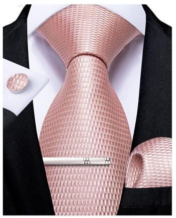 DiBanGu Silk Ties for Men Formal Striped Necktie and Pocket Square | 5PCS, Woven, Handkerchief, Tie Clip, Cufflinks, Classic, Durable For Wedding Party, Father’s Day Gift with Premium Gift Box