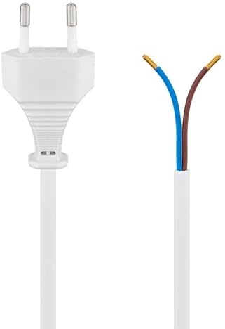 CABLEPELADO Cavo di alimentazione tipo C CEE7 | Spina bipolare a morsetti | Sezione 0,75 mm² | HO3VVH2-F | Adatto per prese, prese multiple, alimentatori, portalampade | Bianco | 1,50 metri