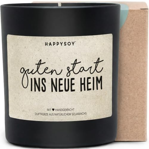 Guten Start ins neue Heim - Duftkerze mit Spruch als Geschenk zum Einzug, liebevolle Einweihungsgeschenk Idee für Freunde & Familie, Kerze im Glas, blumiger Duft
