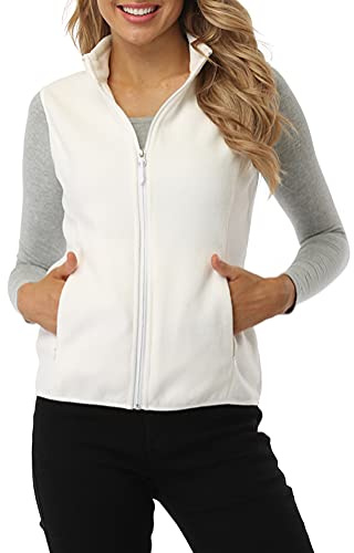 fuinloth Gilet in pile da donna, Senza Maniche Caldo Avorio XL