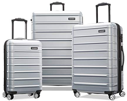 Samsonite Omni 2 Hardside 3 Piece Set - Includes Global Carry-On, Medium, & Large Checked Suitcases - 360° Dual Spinner Wheels - Integrated TSA Lock & Expansion - Amazon Exclusive - Artic Silver