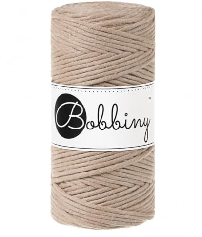 Bobbiny Makramee-Schnur, 3 mm, einlagig, Sandfarben, 100 m