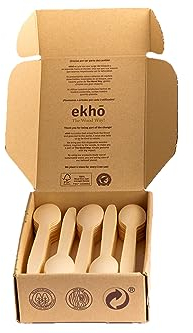 ekho The Wood Way! –Einwegbesteck Holz | 100 Löffel aus nachhaltigem Holz | Camping Besteck kompostierbar und Biodegradierbar | Holzbesteck Set to go