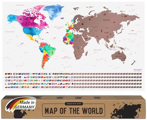 envami® Carte du Monde à Gratter - Or Rose - 68 X 43 CM - Planisphère - Map Voyage - Poster Scratch Off Travel