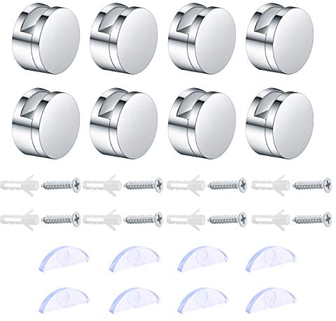 8 Pcs Zinc Alloy Mirror Glass Mounting Holder Clips for Bathroom Walls - Fixed Fitting for 3-5mm Thick Mirror