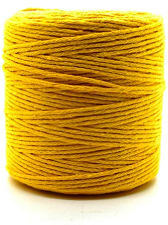 Premium Yellow Macrame Cord, 200 m / 656 ft of 3 mm Thick Natural Cotton Thread Yarn Macrame Rope for Wall Hangings, Plant Hangers, DIY Crafts, Home Decorations, Gift Wrapping (Reel)