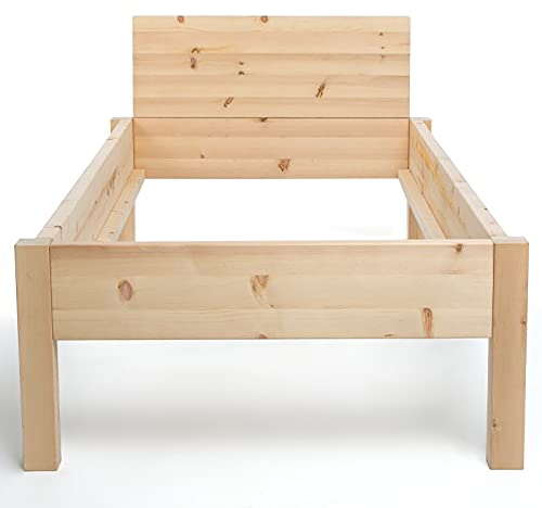 TUGA - Holztech Massivholzbett metallfreie geniale Steckverbindung Holzbett unbehandelt (180 x 200cm 58cm Höhe)