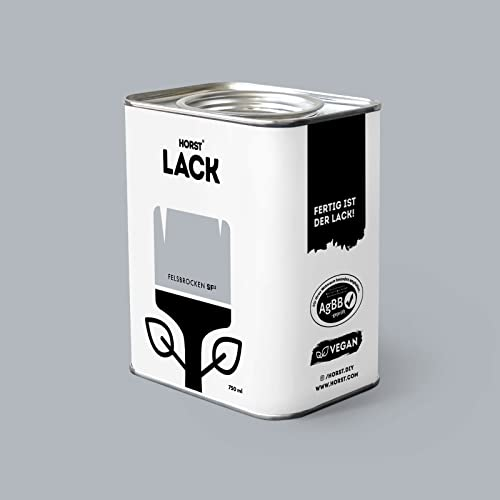 Horst Lack Felsbrocken matt 0,75L - Wetterfester Möbel-Lack für Holz, Metall & Kunststoff - Hohe Deckkraft - Geruchsneutral- Spritz- & Tropffrei - Vegan - Grau