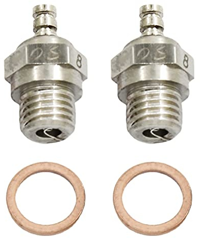 kingsea 2Pcs RC Spark Glow Plug Medium Nitro Glow Plug Compatible with OS #8 Equivalent RC Nitro Engine Car Truck Buggy