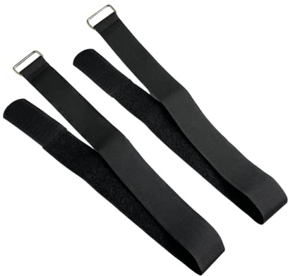 Confezione da 2 fascette resistenti in metallo con fibbia a gancio e anello di fissaggio per cavi riutilizzabili (3 x 130 cm)