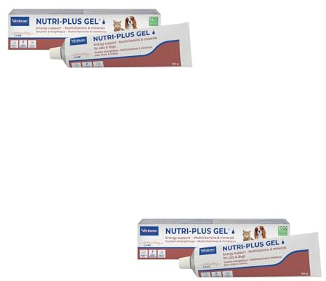 Virbac Nutri-Plus Gel | Doppelpack | 2 x 120 g | Diät-Ergänzungsfuttermittel für Hunde & Katzen | Konzentrierter Energieträger