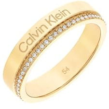 Calvin Klein Ring für Damen MINIMAL LINEAR Kollektion aus Edelstahl mit Kristallen verziert - Erhältlich in Silber, Gold oder Roségold
