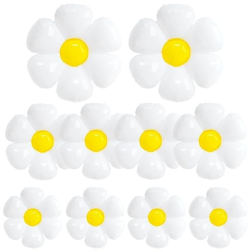 10 Pezzi Palloncino Margherita, Bianco Palloncini di Mylar Margherita, Palloncini a Foglio di Fiore Decorazioni per Ragazzi e Ragazze Compleanno Babyparty, Matrimonio, Festa di Laurea(3 Dimensioni)