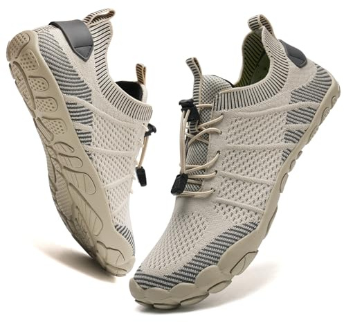 Barefoot Shoes Men Women Water Shoes Wide Lightweight Walking Shoes(3027Beige， 5.5UK)