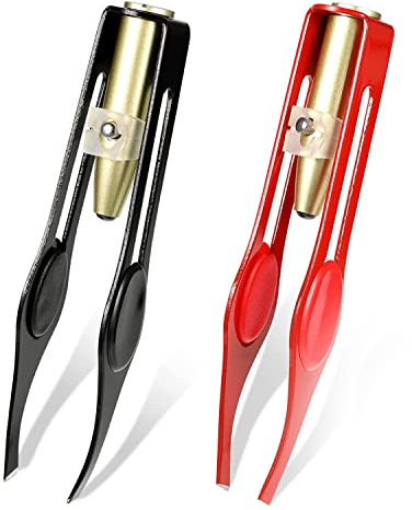 2 Stück Pinzette Mit LED Licht Pinzette Augenbrauen Zupfen Haarentfernung Beleuchtete Pinzette Make up Edelstahl Augenbrauen Pinzette Frauen Präzisions Augenbrauen Werkzeuge Haar Abbau, Schwarz, Rot