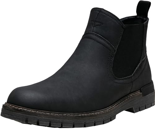 Jousen Chelsea Boots Casual Slip On Ankle Waterproof Mens Boots(AMY8119A black 09)