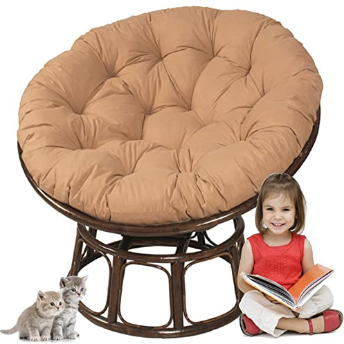 Rundes Papasan Stuhlkissen, HäNgesessel Schaukel Stoffkissen, Terrasse Gartenschaukel Matte, Verdicktes Drehbares Ei Stuhlkissen, Korbkissen Aus Weidenrattan,D,150 * 150CM
