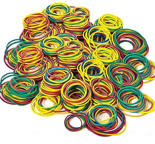 500 PCS Elastici Colorati, 25/38/50 mm Anelli in Gomma per Ufficio Scolastico a Casa