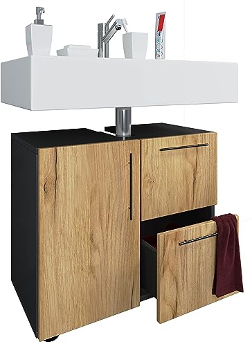 VCM Badmöbel Waschbeckenunterschrank 61x32x51 cm 1 Tür 1 Fach Stauraum | Praktische Aufbewahrung unter dem Waschbecken - Badezimmer oder Gäste-WC - für jeden Haushalt - Holzwerkstoff