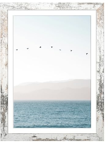 Mein Landhaus Bilderrahmen 40x50 cm Weiß Vintage Gefleckt – Kopenhagen MDF Rahmen mit Acrylglas, Landhausstil/Shabby Chic, für Hoch- & Querformat, zum Aufhängen
