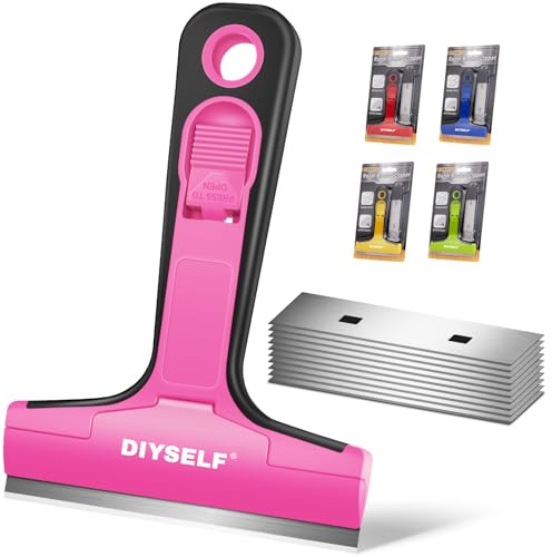 DIYSELF 1 Pack Razor Blade Scraper with 10 Extra Razor Blades, Scraper Tool, Glass Scraper for Cleaning, Glass Stove Top Scraper, Window Scraper, Paint, Cooktop, Oven Scraper, Razor Scraper Tool