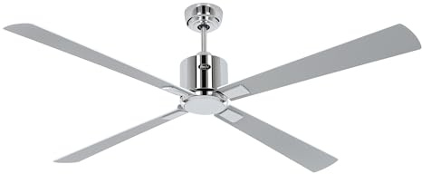 CasaFan Deckenventilator mit WLAN, ECO Neo III, 152 cm, 948333W, Motor aus gebürstetem Chrom, wendbare Flügel, Weiß und Hellgrau
