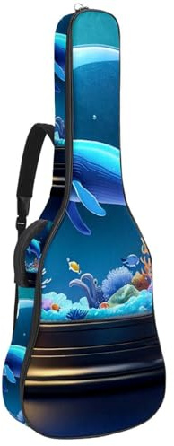Gitarrentasche, wasserdichte Gigbag für 40/41/42 Zoll Akustikgitarre mit Zubehörfach, Schutzschicht, Wal Kristallkugel, Mehrfarbig Nr. 08, 42.9x16.9x4.7 in, Gitarrentasche