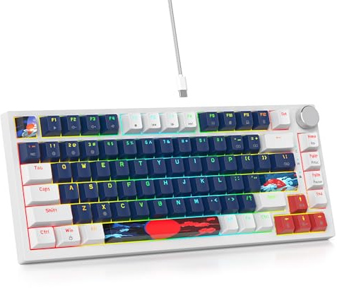 SbocKeeb Tastiera meccanica con guarnizione al 75%, tastiera RGB meccanica cablata personalizzata TKL al 75% sostituibile a caldo con cuscinetti fonoassorbenti, QWERTY americana programmabile
