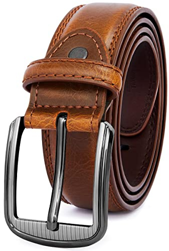 GSG SINCE 1998 Klassischer Ledergürtel für Herren - 37mm breit Gürtel Herren Leder Für Business und formelle Anlässe Gürtel für Männer Ledergürtel in Geschenkbox Braun 44-48 inch