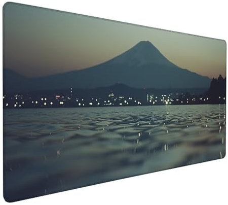 Grau Mousepad XXL 600 x 400 x 3 mm, Groß Gaming Mauspad Berg Muster, Schreibtischunterlage rutschfeste Gummibasis, Wasserfest Mouse Pad Vernähte Kanten Design, Büro Deko, Geschenke für Frauen Z-556