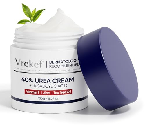 VREKEF Urea Cream 40 Percent for Feet Maximum Strength, Urea Cream 40% Plus Salicylic Acid 2%, Foot & Hand Cream for Dry Cracked
