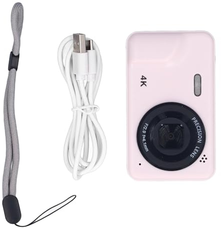 Appareil Photo Numérique CCD FHD 4K 48MP Autofocus Digital Point Shoot Zoom 8X Caméra Vidéo Compacte à Petite Prise de Vue Rose pour Adolescents, Jeunes Garçons, Filles, Enfants