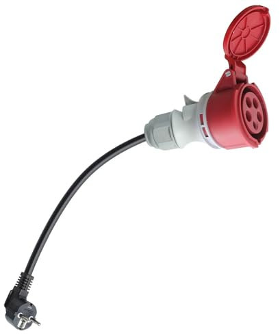 Adaptateur courant fort CEE 16 A vers Schuko - Adaptateur Schuko vers CEE 5 broches - 16 A vers 16-32 A - Adaptateur 230 V - Avec câble de 0,5 m de long - Chargeur de voiture électrique