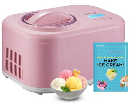 TZS First Austria Maquina Heladera y yogur | 1 L | Yogur helado, sorbete y helado | Incluye vaso medidor y espátula | rosa