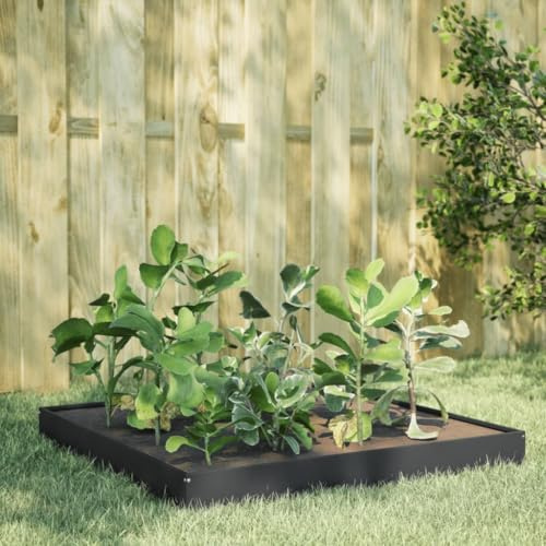 IKAYAA Hochbeet Metall 100 x 100 x 18.5 cm, Palettenrahmen aus Edelstahl,Hochbeet Garten, Wetterfest, Pflanzkasten, Kräuterbeet, Frühbeet, Gemüsebeet, Pflanzenbeet Stahl/Anthrazit
