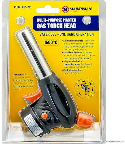 Master Blow Torch Head - Multi Purpose Gas Burner Attachment, Ignition BBQ Butane Camping Outdoor Garden Weeding Tool | Suitable for Food, Cooking | Hand Tool