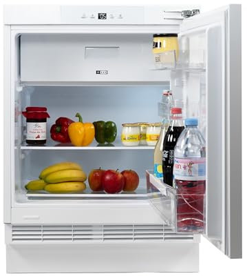 BELDEKO Réfrigérateur encastrable sous plan 121 L – Classe E – affichage température LED – bac à légumes + congélateur intégré – kit pantographe inclus – ventilation frontale