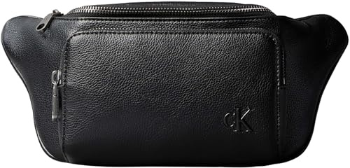 Calvin Klein Herren Bauchtasche Webbing Strap mit Reißverschluss, Schwarz (Black/White Webbing), Einheitsgröße